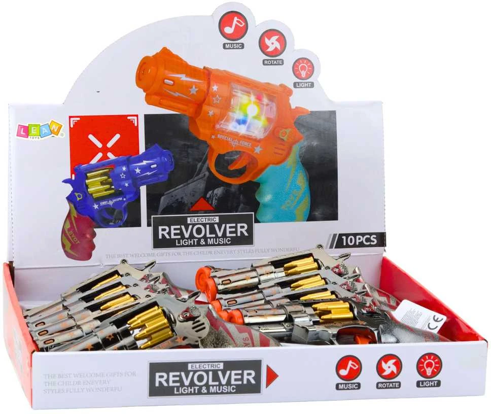 Žaislinis pistoletas revolveris su šviesos ir garso efektais (1 vnt.)