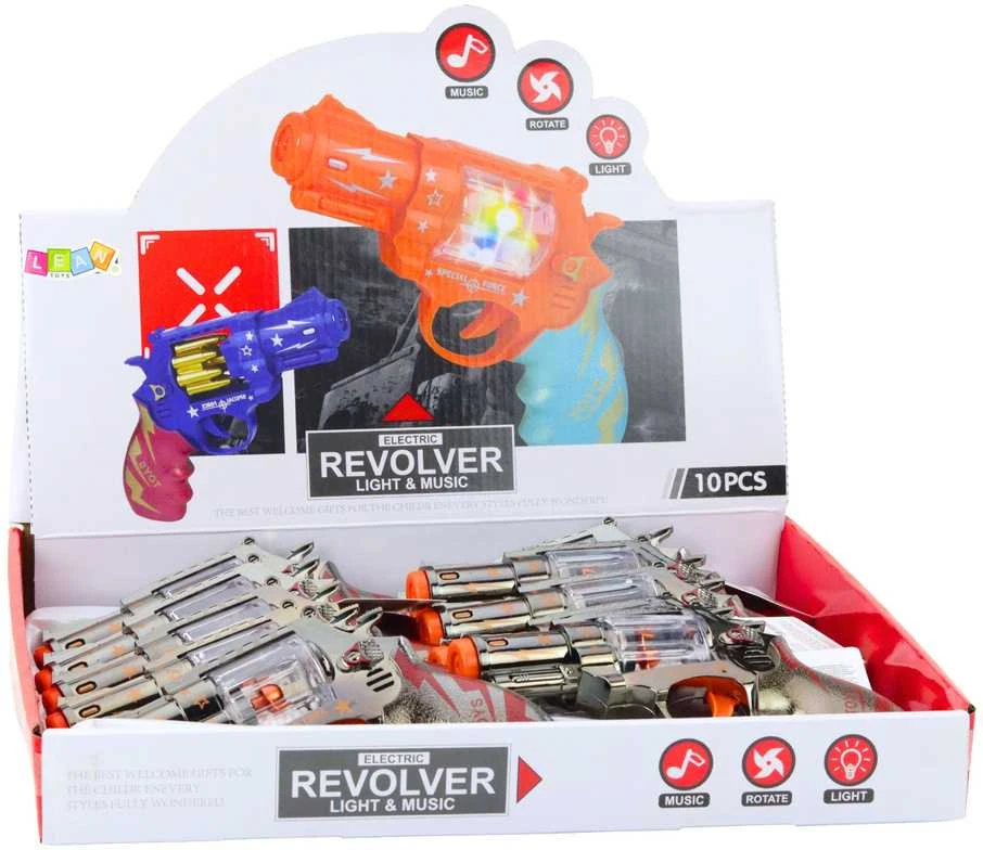 Žaislinis pistoletas revolveris su šviesos ir garso efektais (1 vnt.)