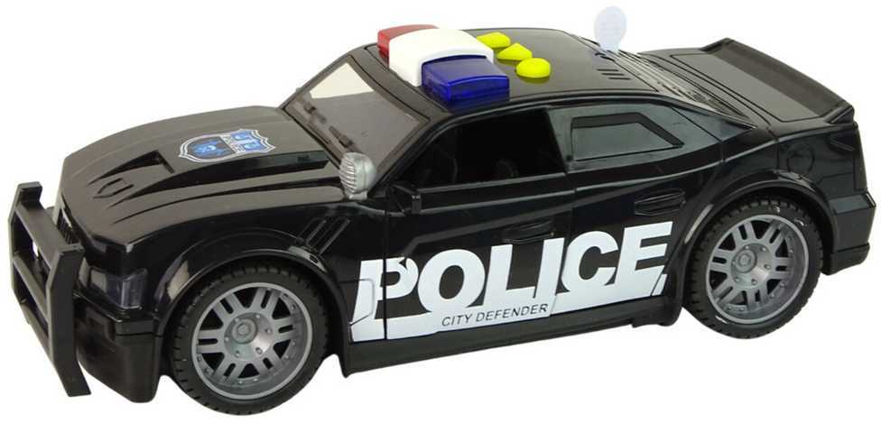 Žaislinis policijos automobilis su garsais ir šviesom, juodas