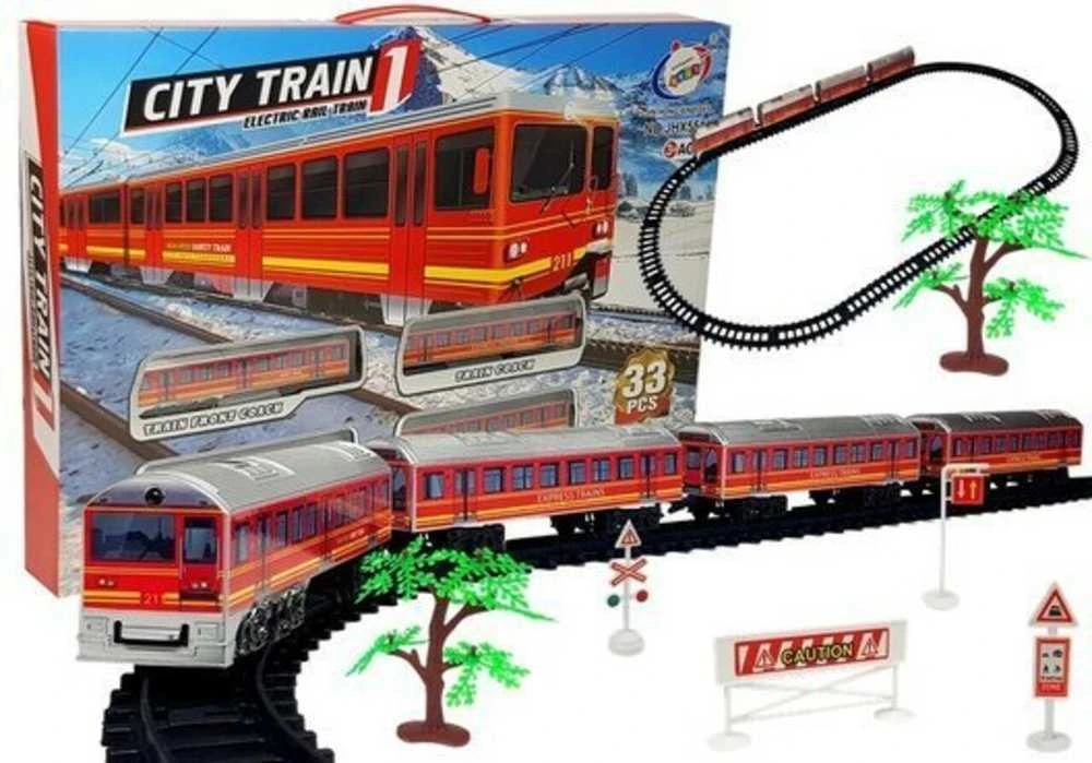 Žaislinis traukinys su bėgiais City Train, 33 el.