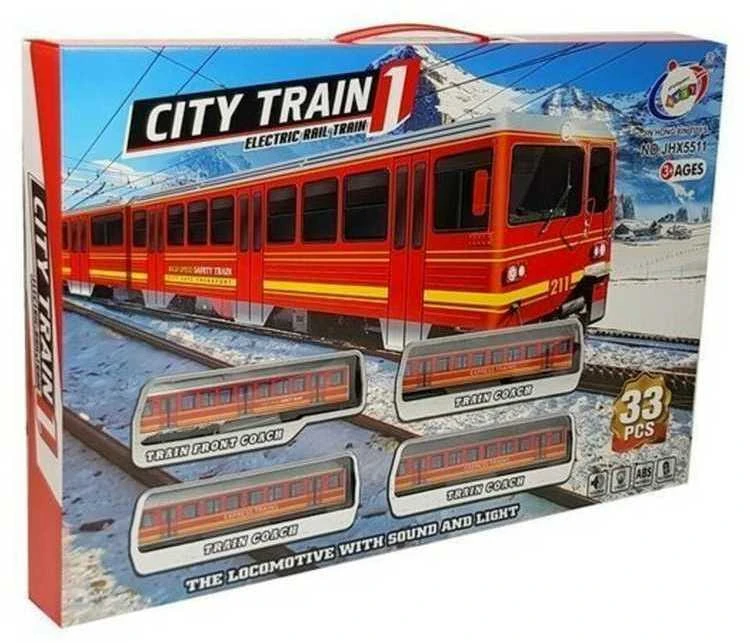 Žaislinis traukinys su bėgiais City Train, 33 el.