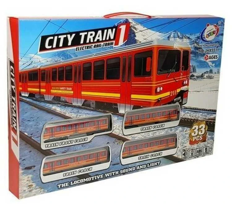 Žaislinis traukinys su bėgiais City Train, 33 el.