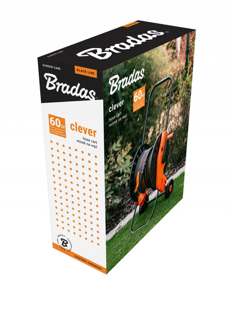 Žarnos vežimėlis Bradas CLEVER REEL Juodas Line, 1/2" 60m žarnai