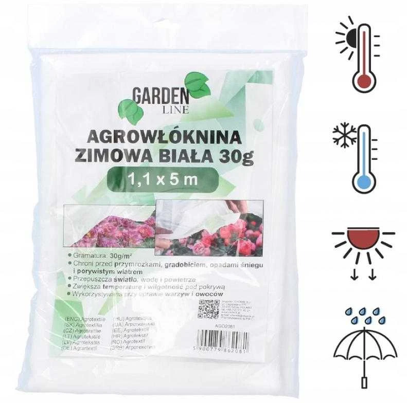 Žieminė augalų danga, 30 g/m², 1.1 x 5 m, balta