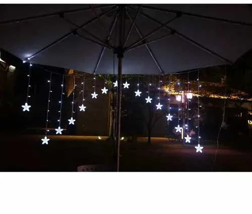 Iso Trade 136LED USB girlianda užuolaida žvaigždės šaltai balta