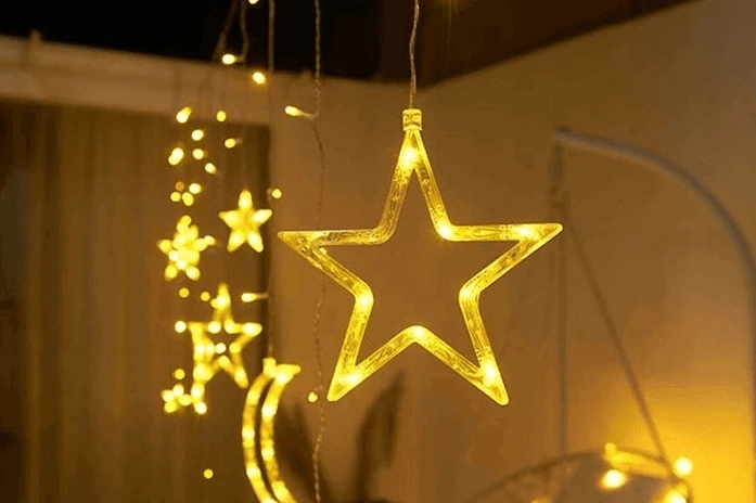 Iso Trade 138 LED girlianda užuolaida - varvekliai šiltai baltos spalvos