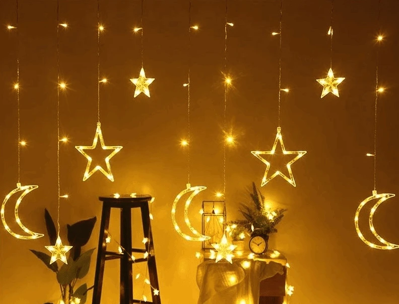 Iso Trade 138 LED girlianda užuolaida - varvekliai šiltai baltos spalvos