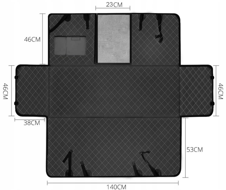 Automobilio galinės sėdynės kilimėlis šunims transportuoti Purlov, 140 cm x 209 cm aprašymas - Prekės nuotrauka