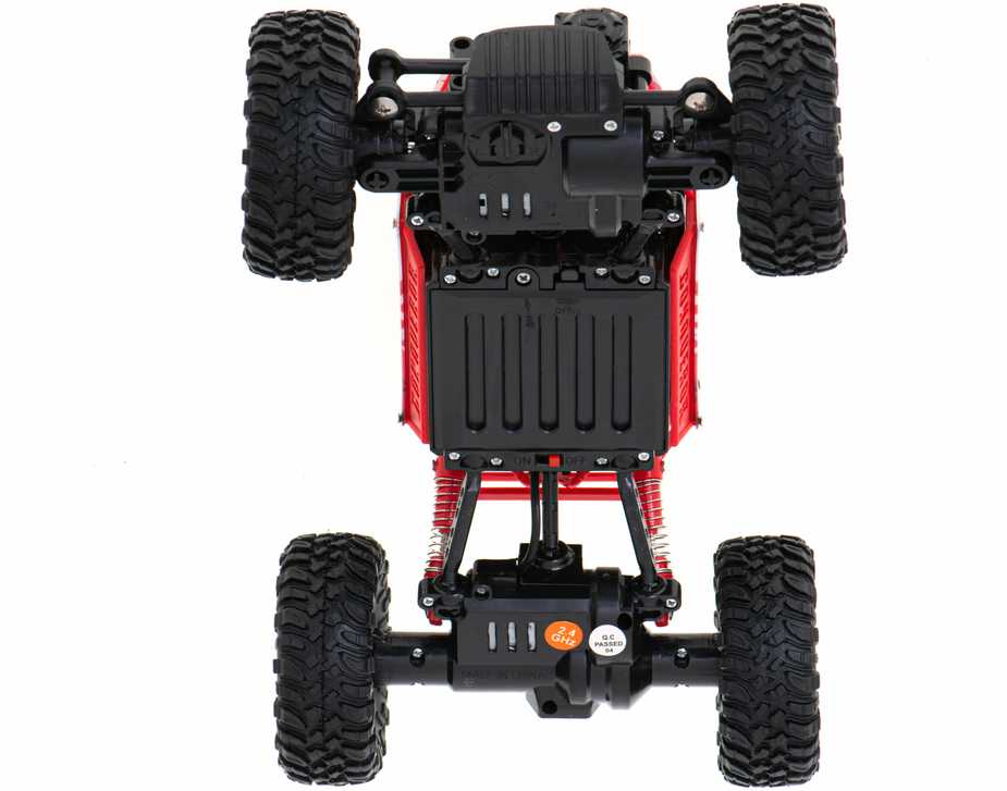 Džipas su nuotoliniu valdymo pultu, 4x4 varomi ratai. Raudonas