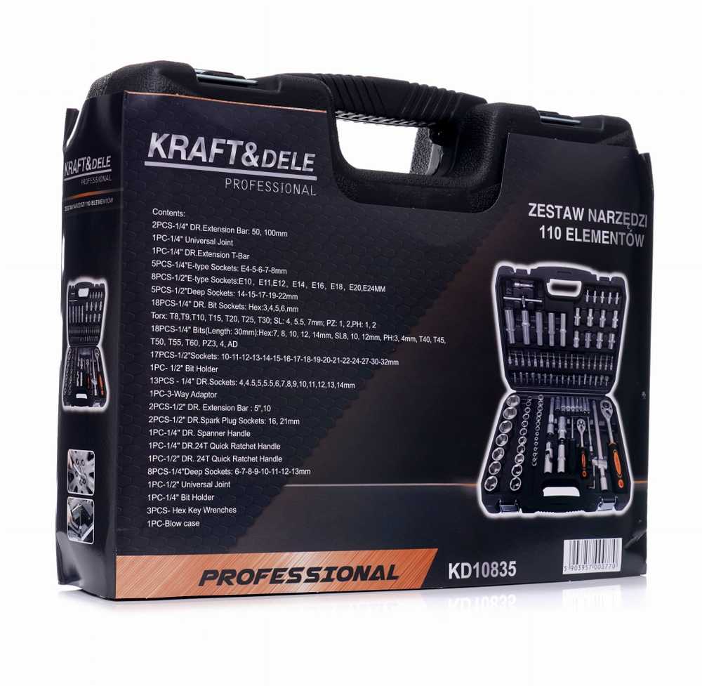 Galvučių ir įrankių rinkinys KRAFT&DELE 101 dalių KD10835