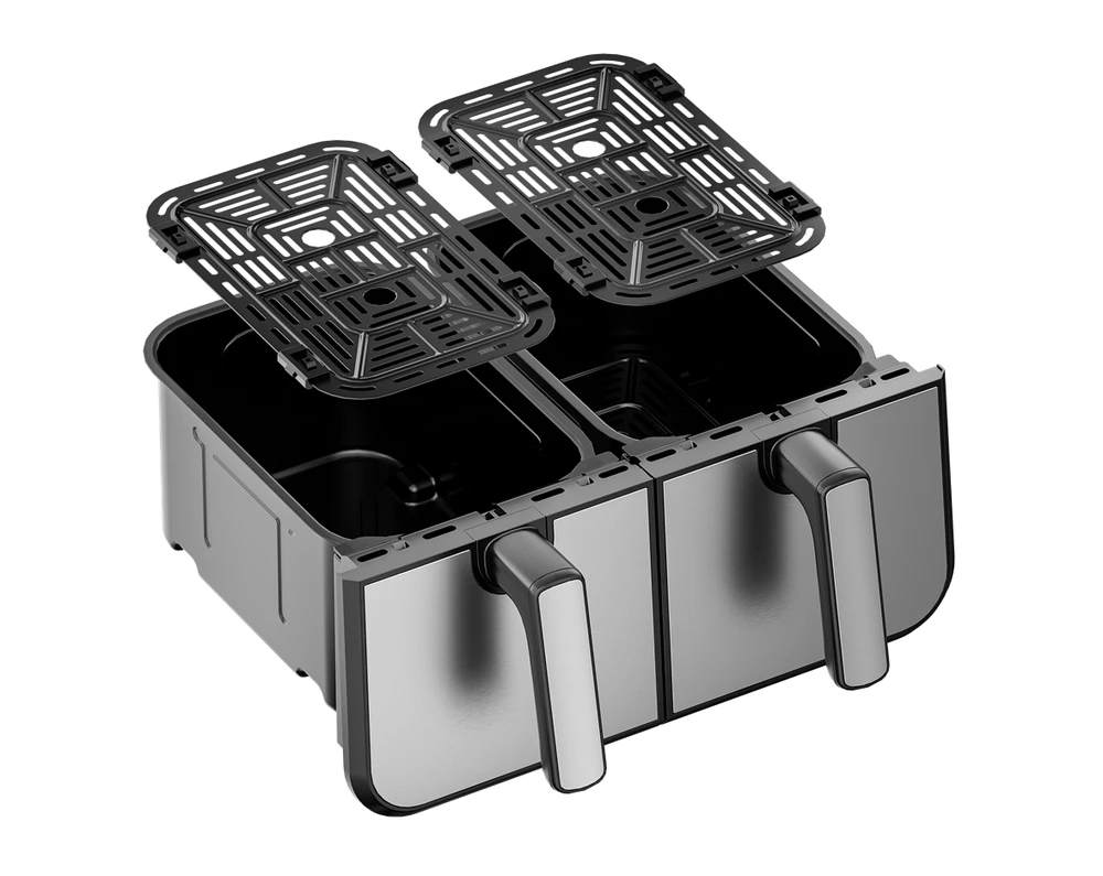 Karšto oro gruzdintuvė (Air Fryer) 9 l 2500 W, dviejų skyrių + LCD
