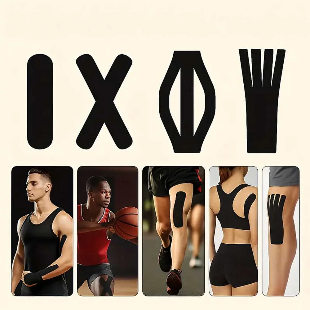 Kineziologinis teipas, kinesio pleistras 5cmx5m, juodas