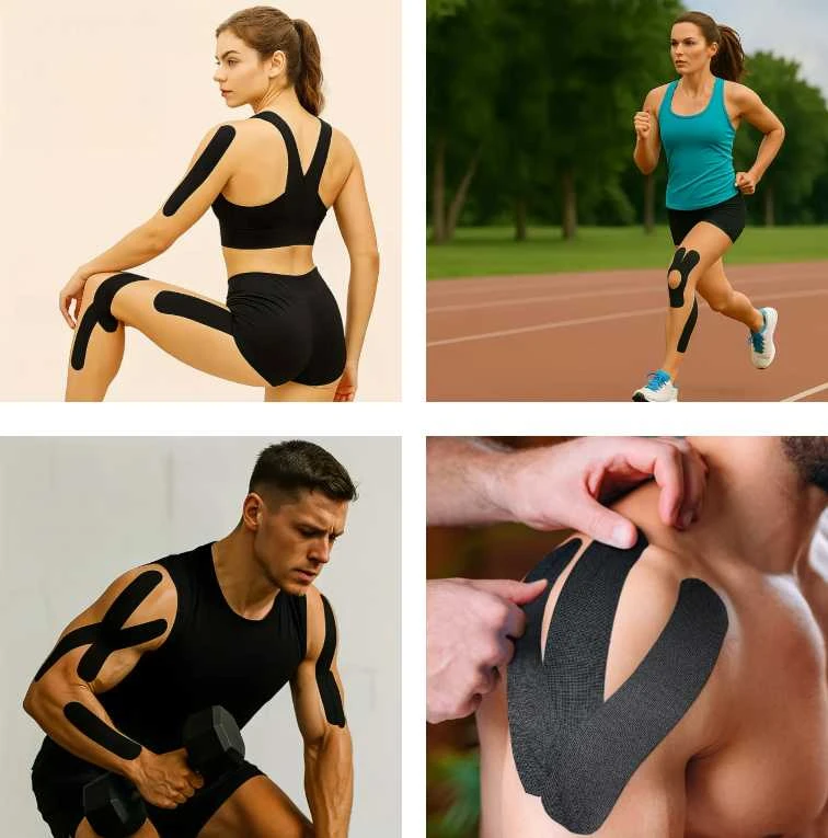 Kineziologinis teipas, kinesio pleistras 5cmx5m, juodas