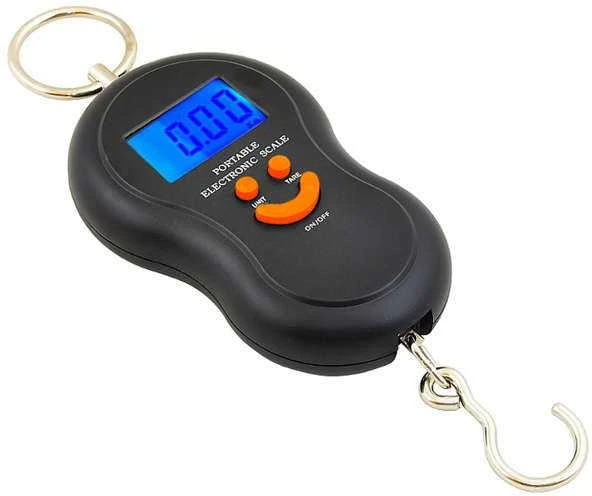 Kišeninės elektroninės svarstyklės su kabliuku žvejybai, lagaminams
