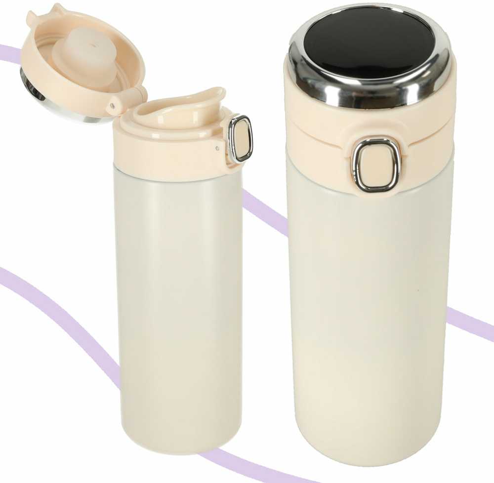 Kruzzel Termo puodelis - termosas 420ML su LED temperatūros indikatoriumi, rusvai gelsvas