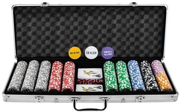 Pokerio žetonų rinkinys lagaminėlyje, 500 žetonų. PREMIUM