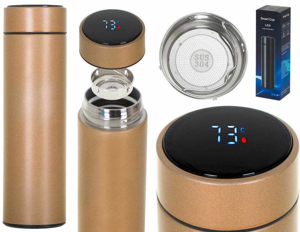 Bez Marki Termo puodelis - termosas 500ML su LED temperatūros indikatoriumi, auksinis
