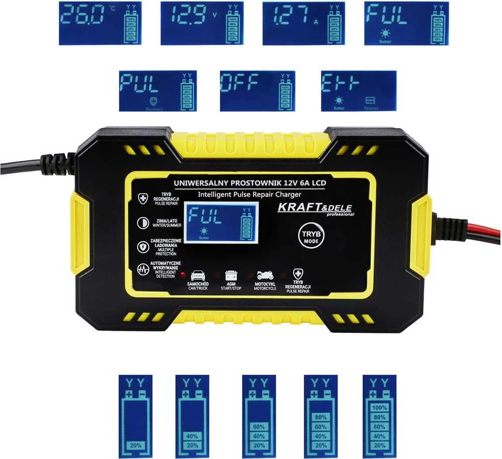 Universalus akumuliatoriaus įkroviklis 12V 6A