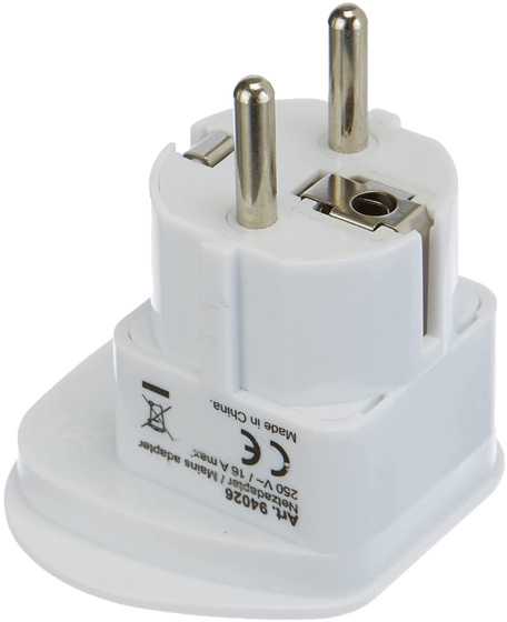 Goobay 230V Adapteris kelioninis, CEE7 (šakė) - lizdas, balta, svetimam lizdui