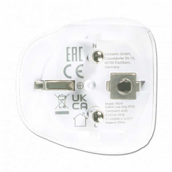 Verbatim kelioninis adapteris EU/UK/US WTEU-02 baltos spalvos 49549