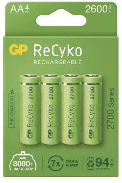 GP Baterija (AA) Įkraunamos NIMH R6/AA, 270AAHCE-R21, ReCyko (4 baterijos / lizdinė pakuotė), 2700 mAh