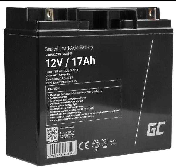 Green Cell Žalias Cell AGM VRLA Žalias Cell akumuliatorius 12V 17Ah
