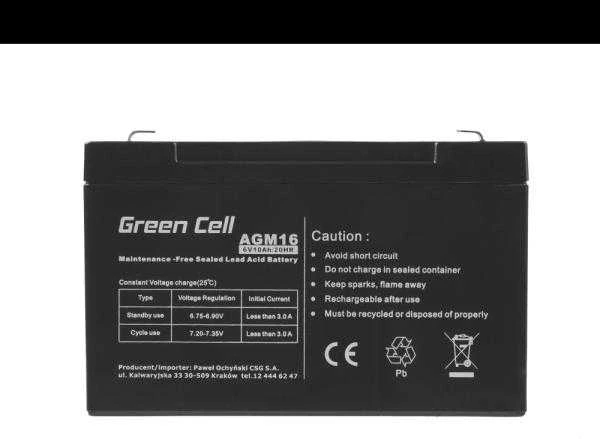 Green Cell Žalias Cell Žalias CELL Akumuliatorius AGM 6V 10 Ah