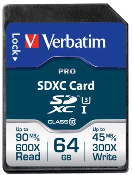 Atminties kortelė Verbatim Karta pamięci Secure Digital Card Pro U3, 64GB, SDXC, 47022, UHS-I U3 (Class 10), V30