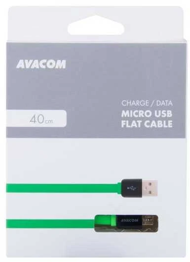 Avacom USB kabelis (2.0), USB A M - microUSB (M), 0.4m, žalia, blister