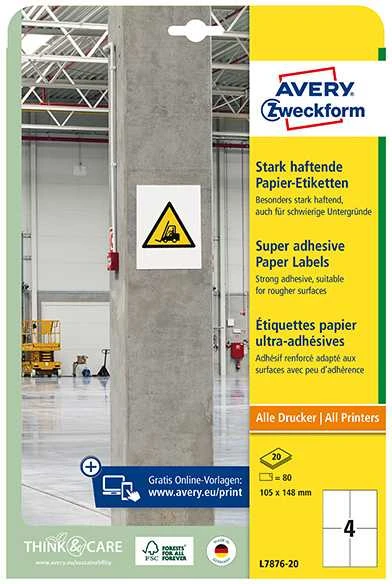 Avery Zweckform ETYK.ZF L7876-20 PAPIER DO TRUDNYCH POW - L7876-20