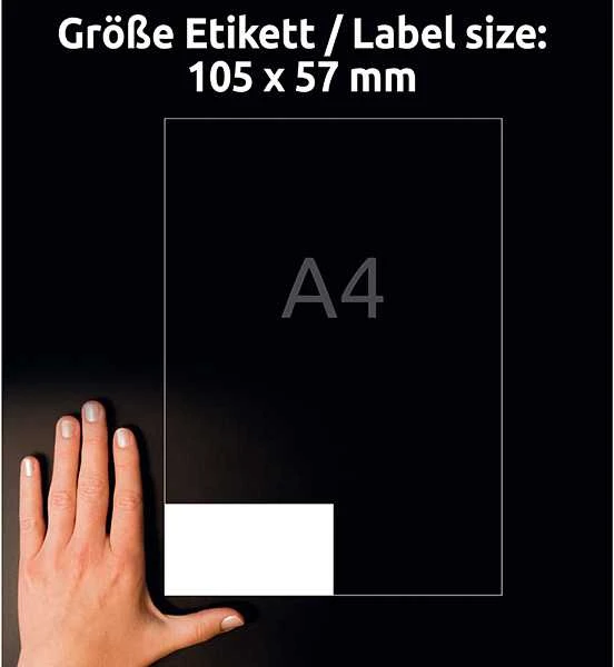 Lipnios etiketės Avery Zweckform, 105x57mm, A4, 10 etikečių lape, 100 lapų, baltos spalvos