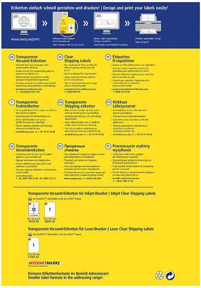 Avery Zweckform LABEL.ZF 8567 210,X297 25 SHEETS/25/ LABEL - 8567-25