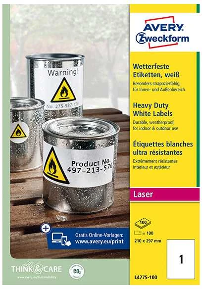 Avery Zweckform LABEL.ZF 4775 ŠIAURĖS MUITAS 210X297 100ARK USUVAL ETIKETĖ - L4775- 100