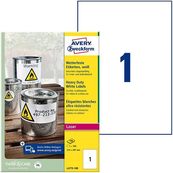 Avery Zweckform LABEL.ZF 4775 ŠIAURĖS MUITAS 210X297 100ARK USUVAL ETIKETĖ - L4775- 100