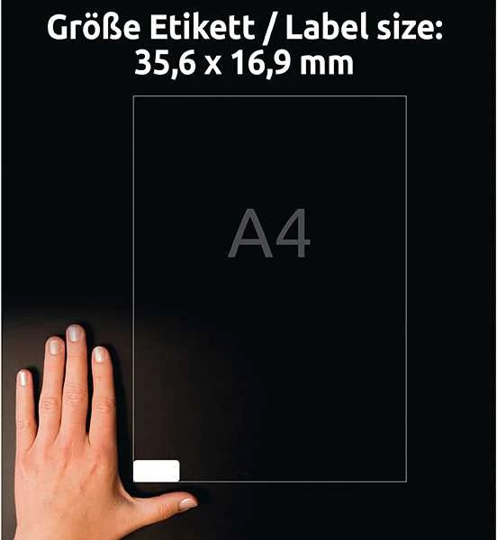 Lipnios etiketės Avery Zweckform, A4, nuimamos, 35.6×16.9mm, 25 lapai, baltos spalvos
