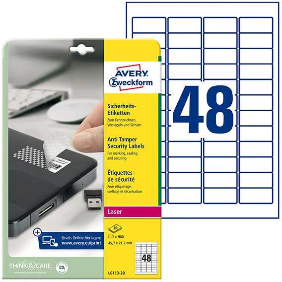 Plomby Avery Zweckform A4 45,7 x 21,2 mm