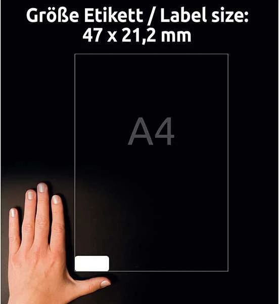 Avery Zweckform itin atsparus A4 45,7x21,2mm balta