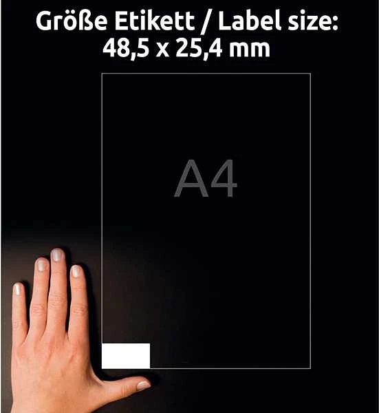 Avery Universalus bendrosios paskirties etiketės, 48,5 x 25,4 mm, balta, spausdintuvui, 400 vnt
