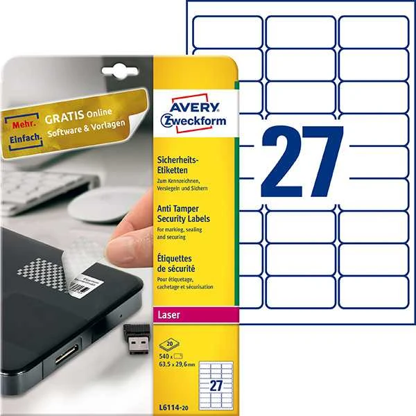 Plomby Avery Zweckform A4 63,5 x 29,6 mm