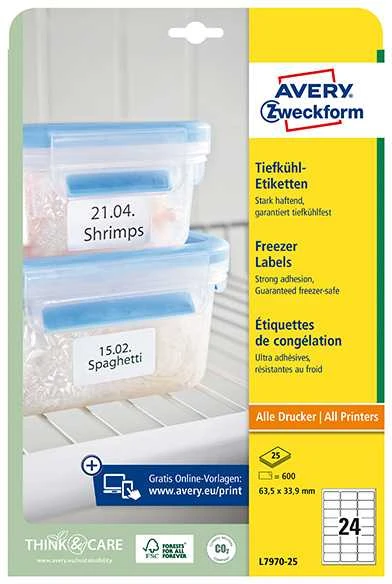 Avery Zweckform šaldiklio etiketės su pakuote