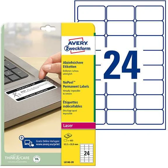 Avery Zweckform NoPeel A4 63,5 x 33,9 mm
