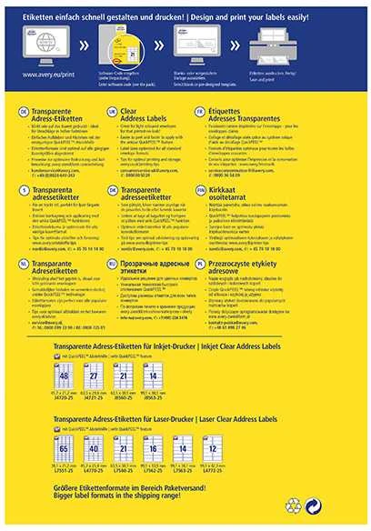 Avery Zweckform LABEL ZF J8560 63.5X38.1 25 SHEETS/525/ LABEL - J8560-25
