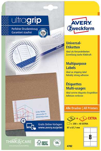 Avery Zweckform Greitai nuluptos etiketės 97x67.7 (4782)