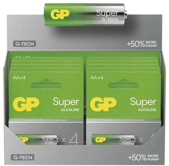 GP Super vienkartinės šarminės AA baterijos, 4 vnt. pakuotė