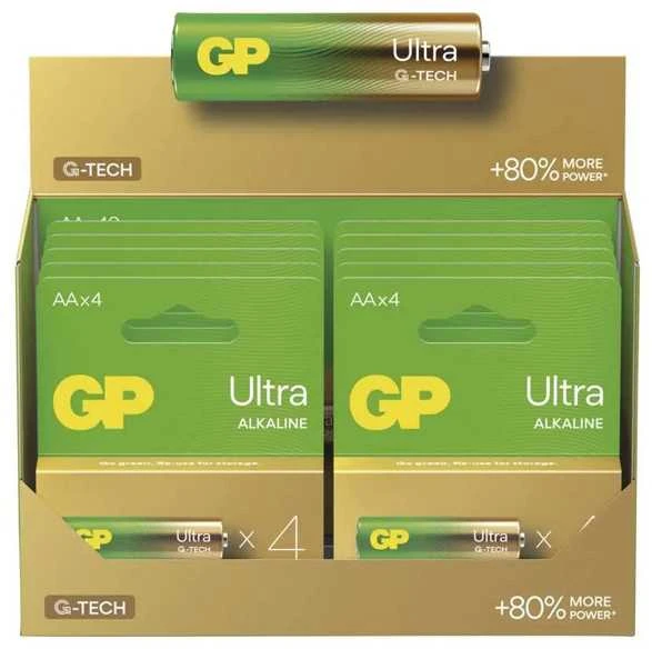 GP Ultra vienkartinės šarminės AA baterijos, 4 vnt. pakuotė