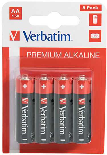Šarminė baterija, AA-LR6 Mignon, AA, 1,5 V, Verbatim, lizdinė plokštelė, 8 pakuotės, 49503