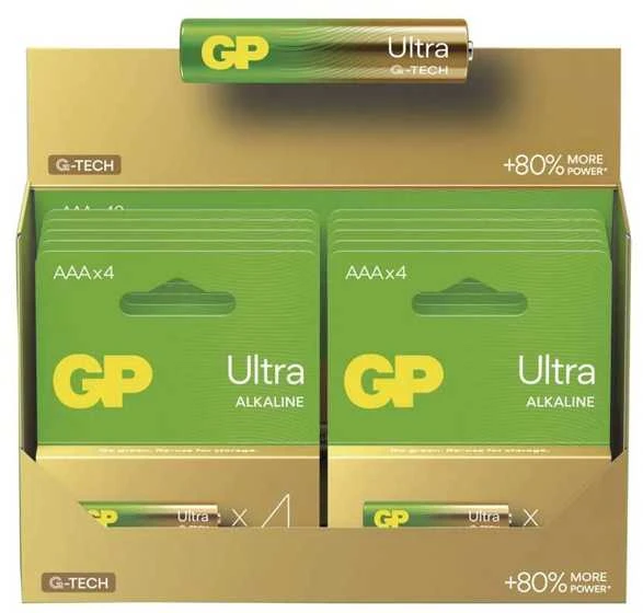 GP Ultra vienkartinės šarminės AAA baterijos, 4 vnt. pakuotėje