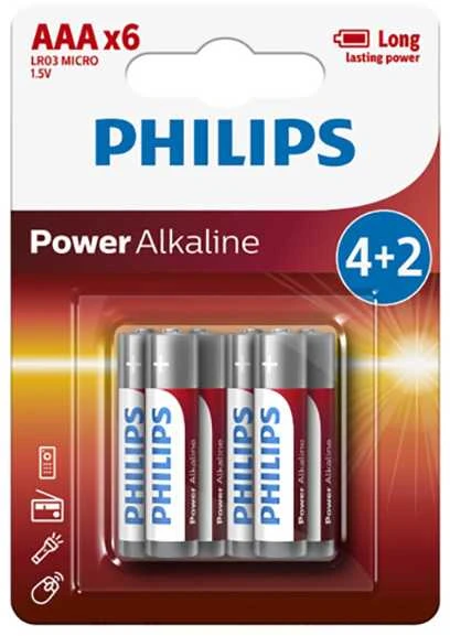 PHILIPS LR03P6BP/10 Batteries PHILIPS Power Alkaline AAA LR03 4+2 Pcs. Blister