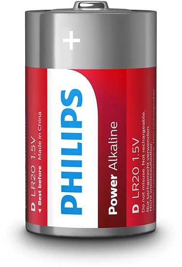 Philips D elemento baterija iš arti