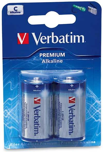 Vienkartinės „Verbatim“ šarminės C baterijos, 2 vnt. pakuotė